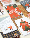 Merry Christmas Folk Lady Pack of 6