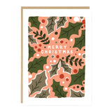 Modern Pink Holly Leaves