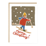 Moustache Skier Christmas Card