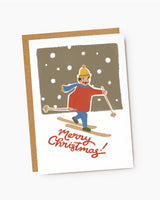 Moustache Skier Christmas Card