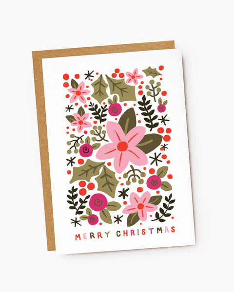 Modern Pink Floral Christmas Posy