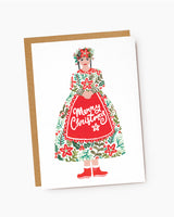 Christmas Folk Lady Green