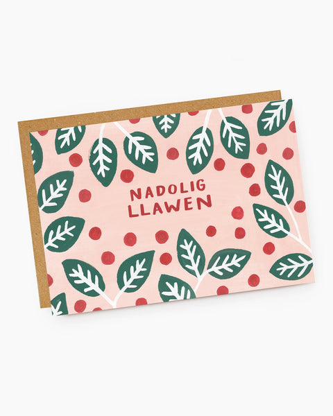 Nadolig Llawen Pink Holly