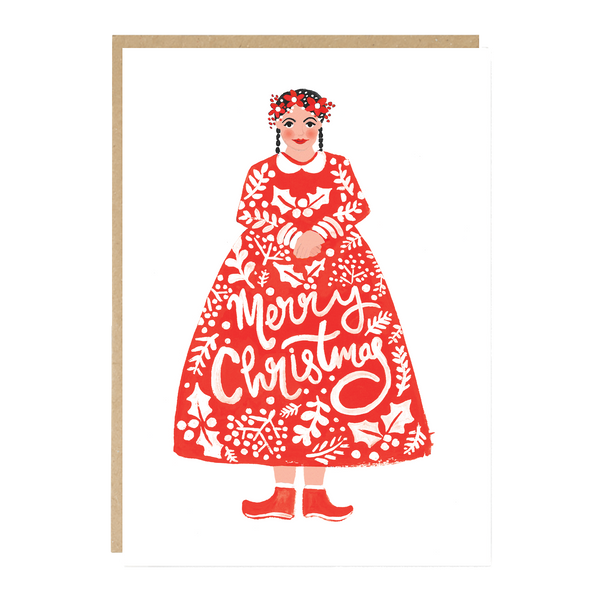 Christmas Folk Lady in Red